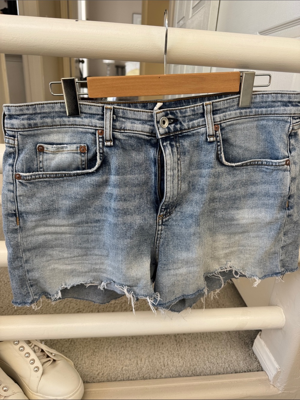 rag & bone Distressed Light Wash Denim Shorts